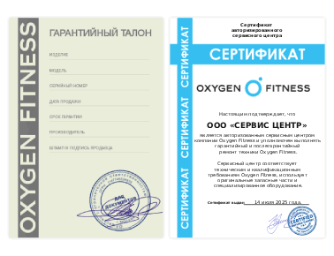 Сертификат Oxygen Fitness